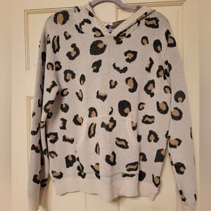 ANDREE BY UNIT Leopard Pattern Cowl Neck Sweater - Cream and Black